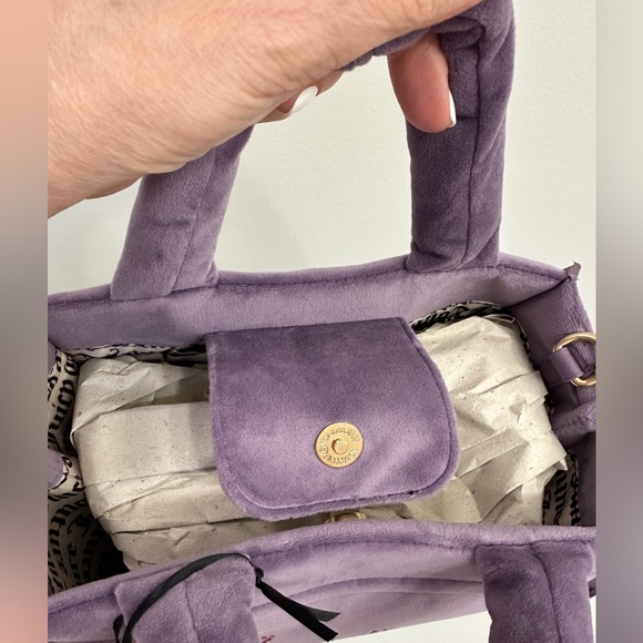 Juicy Couture Velour Big Spender Mini Tote w/ two Crossbody Straps! -Purple - Picture 5 of 7